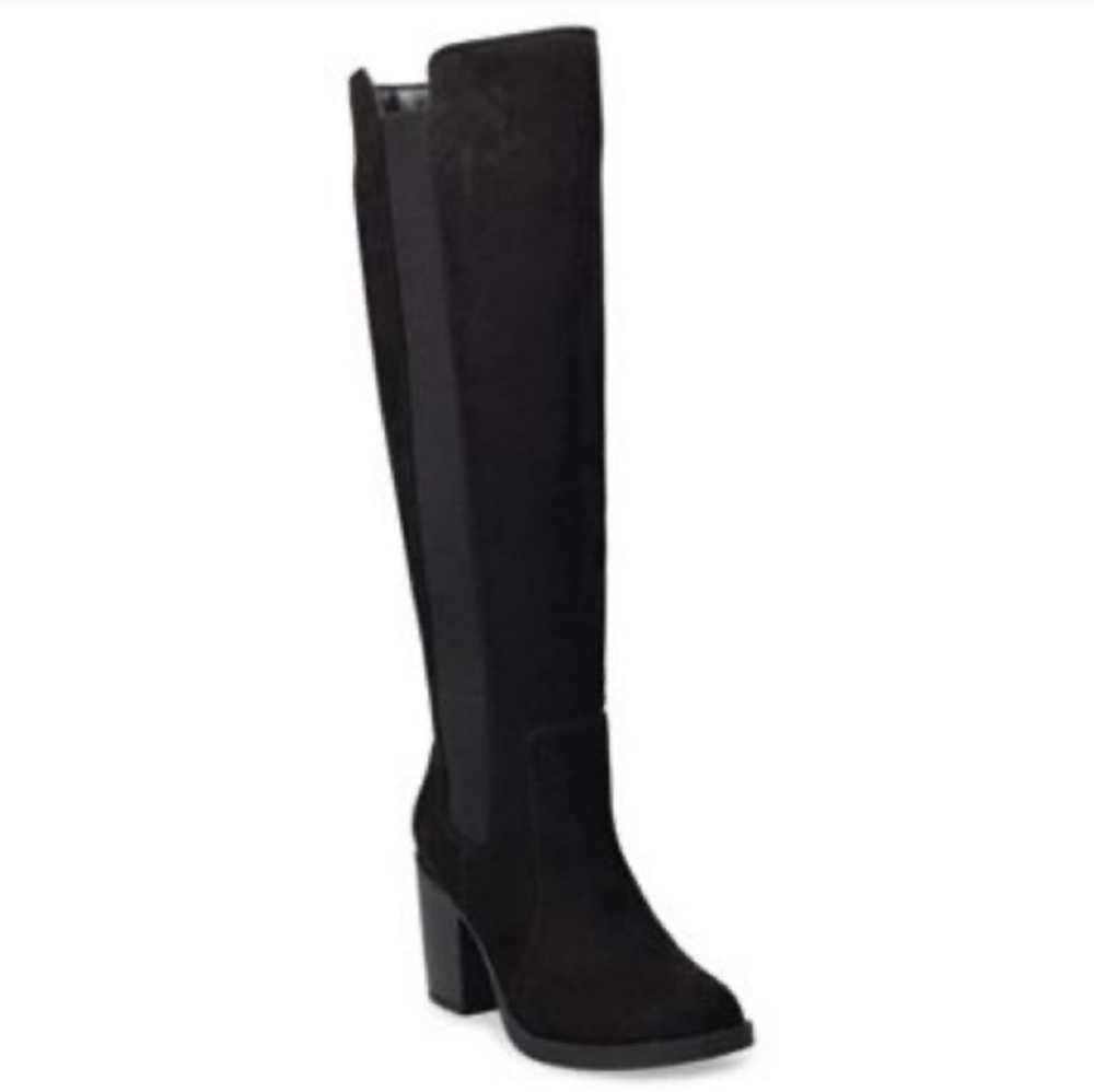 New Black suede knee high boot